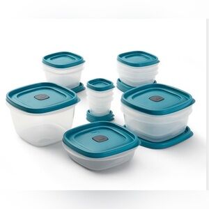 Rubbermaid 24pc Easy Find Lids Food Storage Container Set Peacock: Teal color